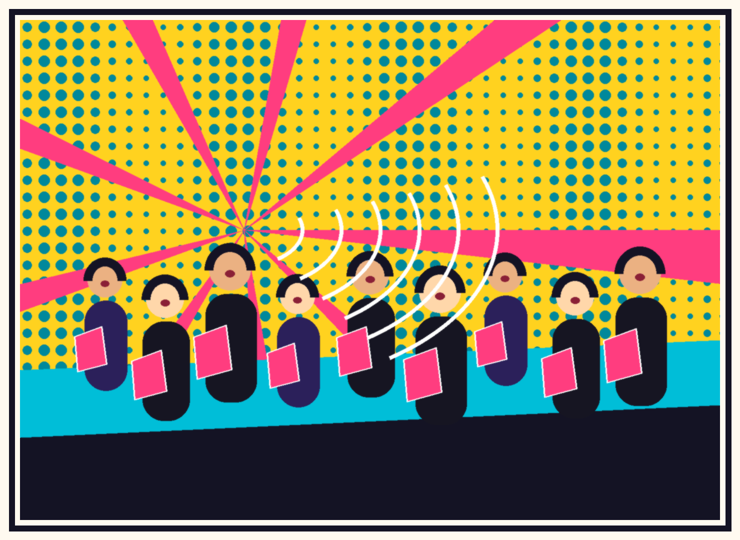 Chanteuses en repetition dans un style pop-art